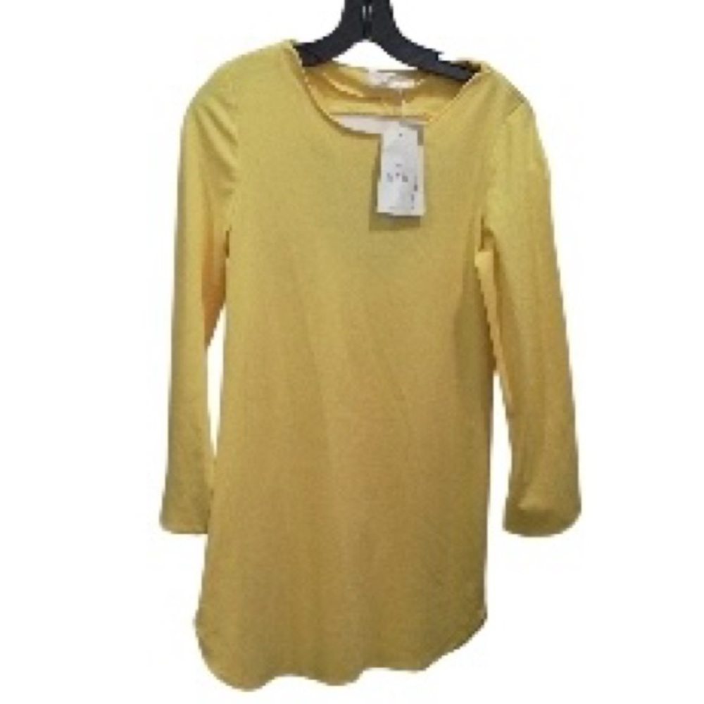 Baluoke Vibrant Yellow Long Sleeve Mini Dress NWT